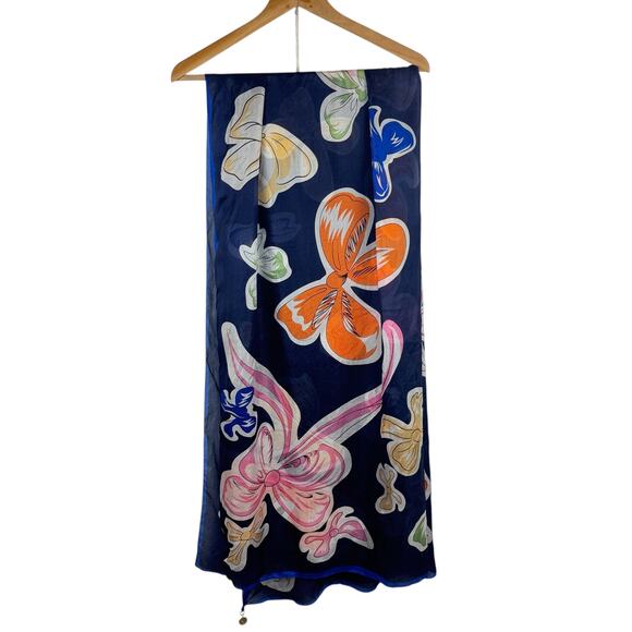 Rookie Bud Silk Bow-Print Scarf - Picture 1 of 6